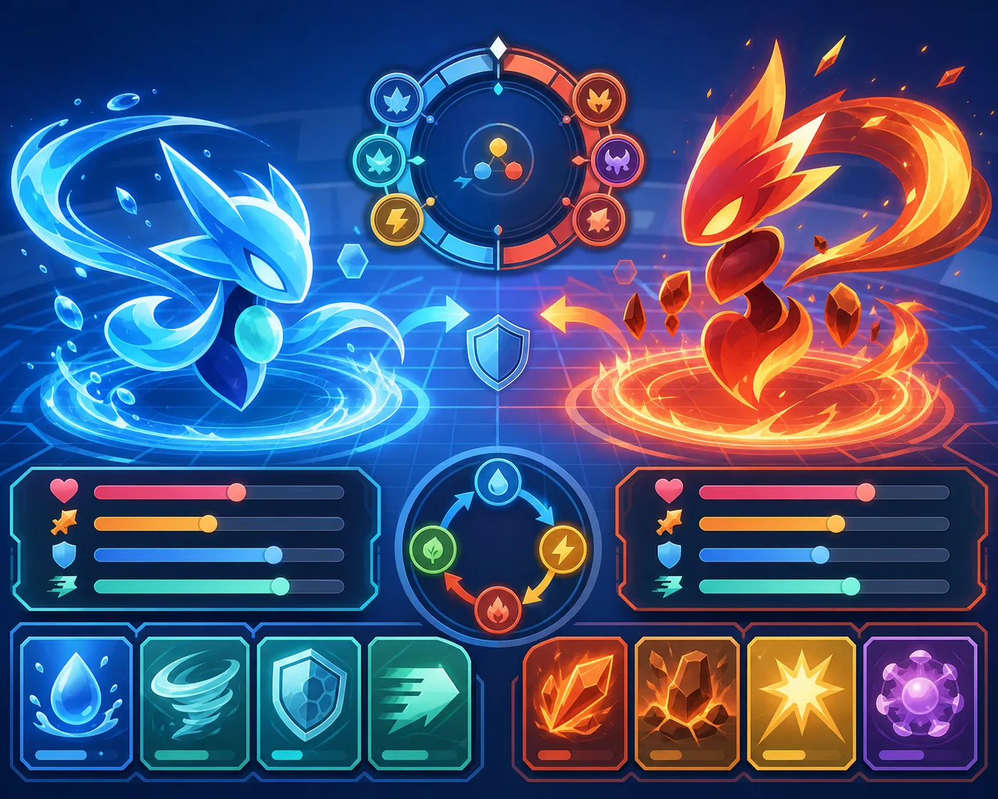 Abstract Pokemon battle tools illustration