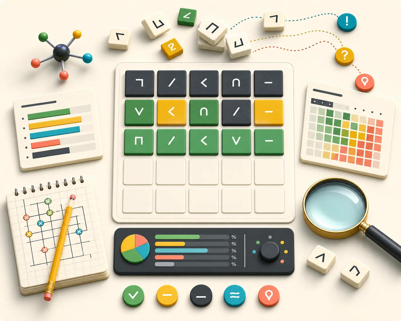 Abstract puzzle solver illustration