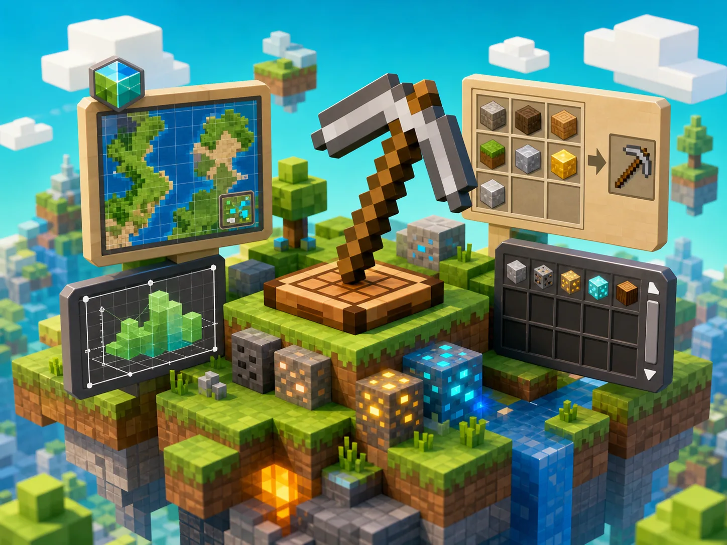 Abstract Minecraft tools illustration